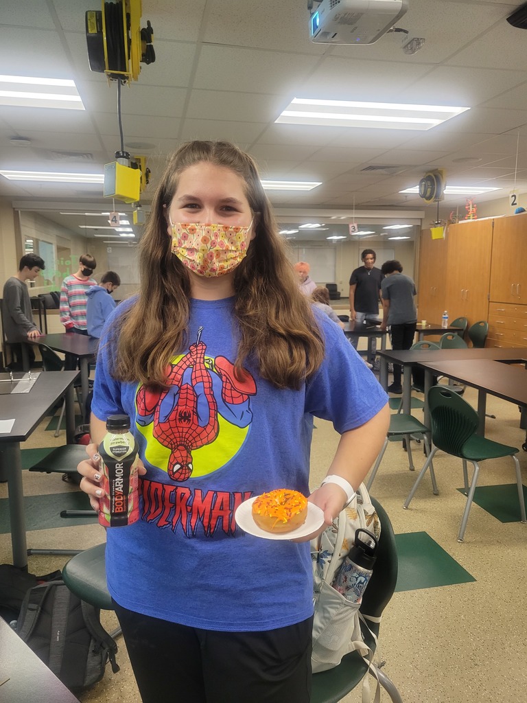 Student with doughnut