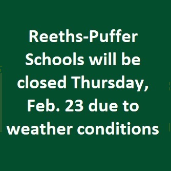 Reeths-Puffer Schools will be closed Thursday, Feb. 23 due to weather conditions